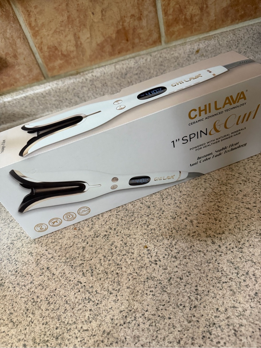NEW! Lava Spin & Curl 1" Rotating Ceramic Curling Iron - Open Box